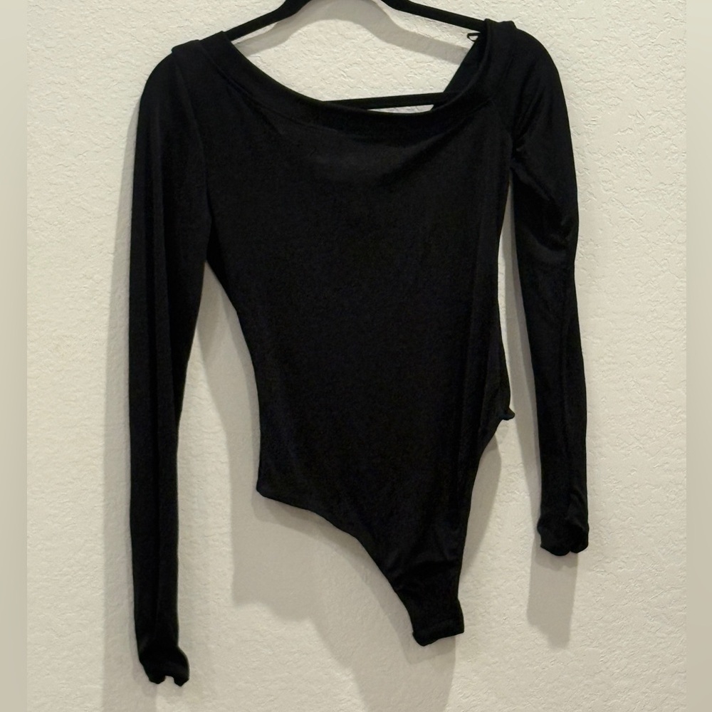 NWT Free People Intimately FP Black‎ Long Sleeve Top bodysuit